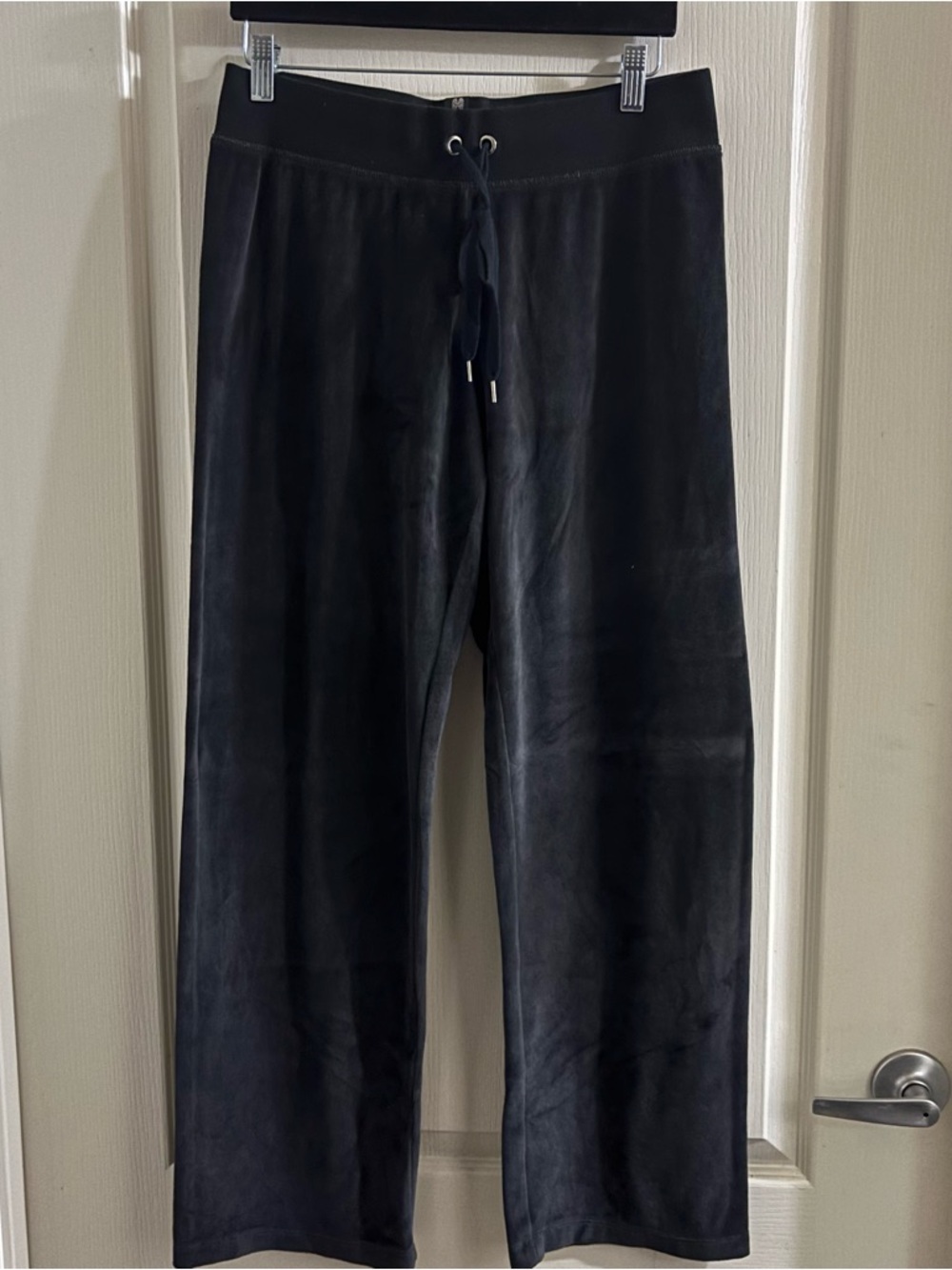 Victoria's Secret Black Wide-Leg Velour Lounge Pants
